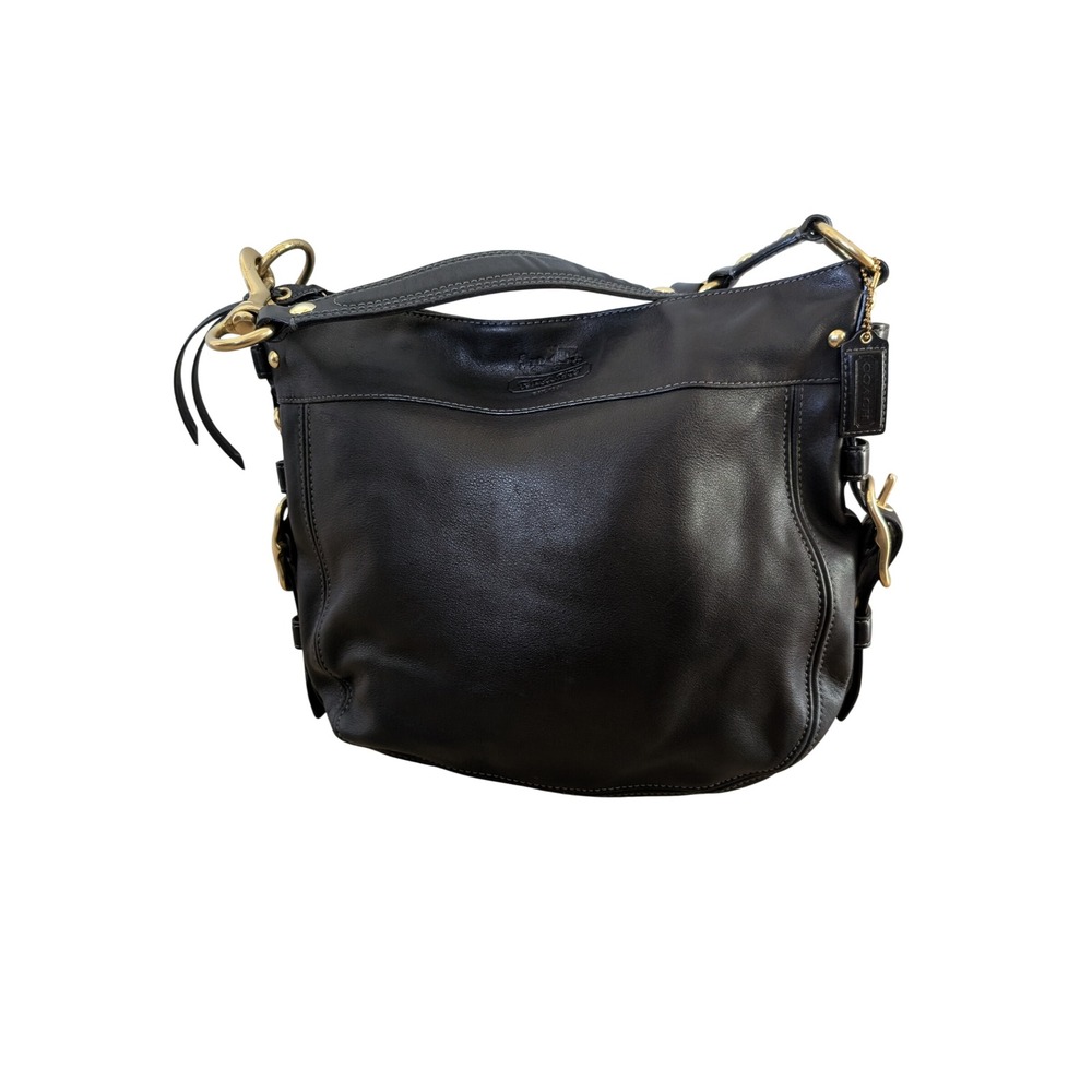 Coach Zoe Hobo Bag Black Leather Gold Hardware Shoulder Bag L12669